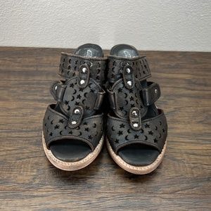 Size 7 Freebird Moonstar Dark Brown Leather Perf Sandals
